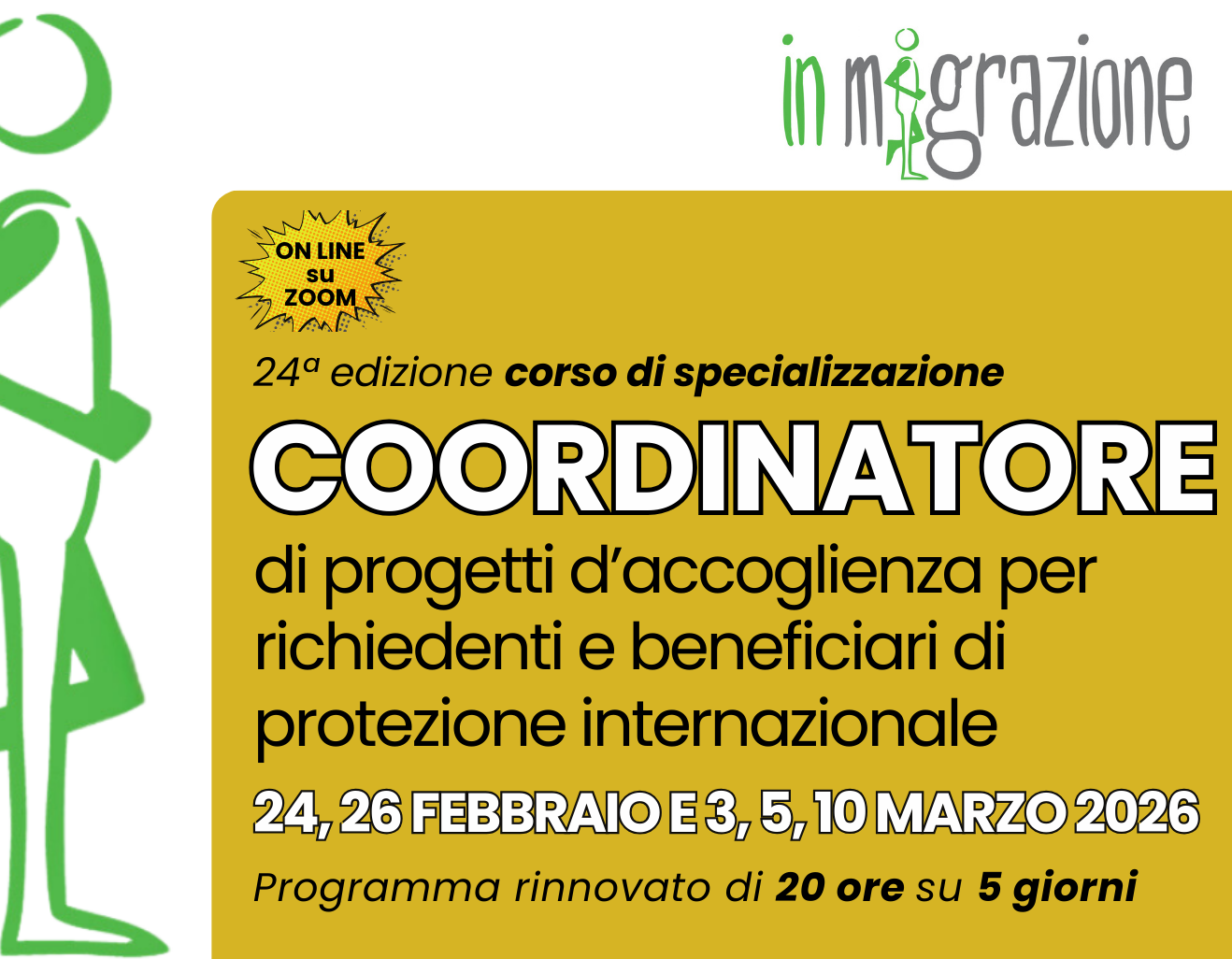 Coordinatore progetti accoglienza (SAI e CAS) – 24ª ed.